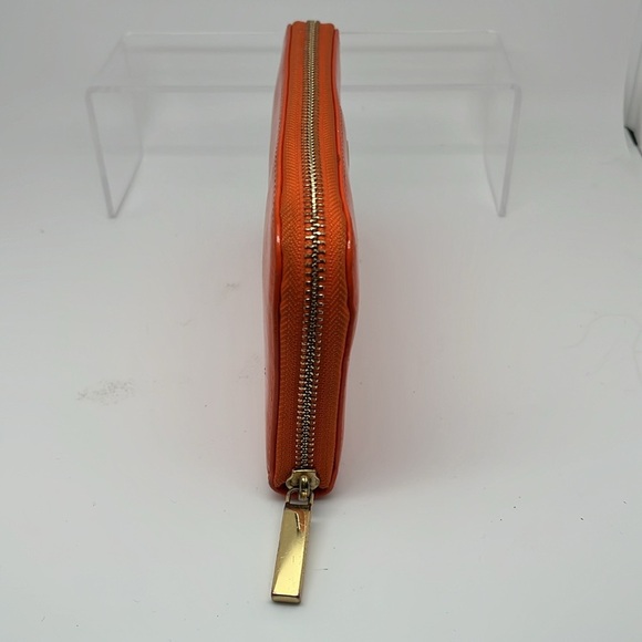 Tory Burch Robinson Continental Zip Around Wallet Clutch Orange Mandarin - Picture 11 of 11